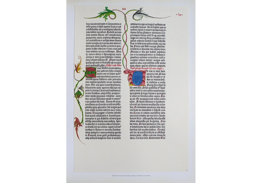 Biblia Gutenberg o 42 lineas-Incunables Libros Antiguos-libro facsimil-Vicent Garcia Editores-1 pagina.